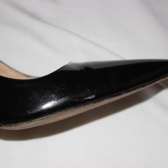 manolo blahnik black patent leather pointed toe classic pumps heels sandals - Picture 11 of 12